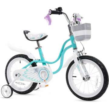Girls Princess Bike with Basket & Training Wheels - 14, 16, 18 Inch