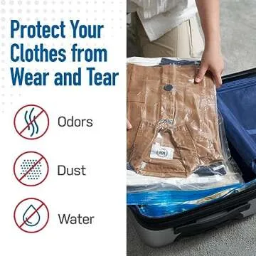 Spacesaver Travel Roll-Up Storage Bags with Double-Zip Seal and Triple-Seal Turbo Valve, Get 80% More Storage - Space Saver Bags for Travel - Compression Bags for Travel (Travel 8 Pack)