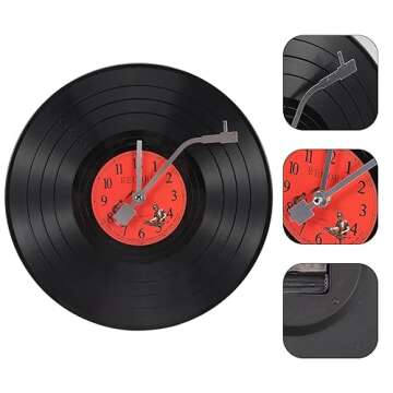 ZOYPAR Musical Black Vinyl Record Wall Clock Battery Operated Music Room Decor Decoration Art Hanging Clocks- 11.81inch