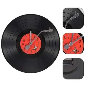 ZOYPAR Musical Black Vinyl Record Wall Clock Battery Operated Music Room Decor Decoration Art Hanging Clocks- 11.81inch