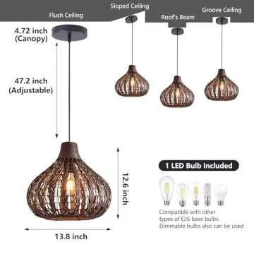 Handwoven Rattan Pendant Light for Cozy Ambiance