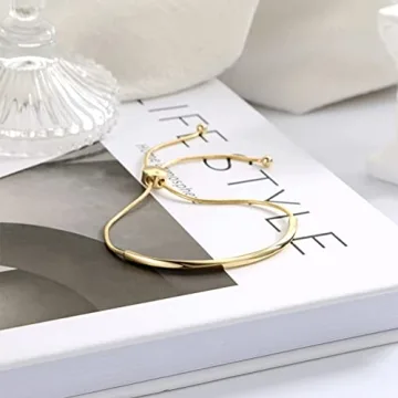 Elegant Gold Adjustable Slider Bracelet for Women