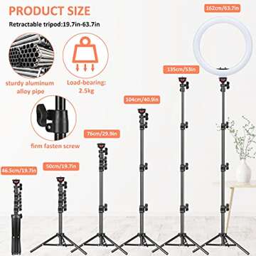 Selfie Ring Light with Tripod Stand & Phone Tripod Holder, 10.2 inch UEGOGO 3 Modes LED Ring Light & Selfie Stick for Makeup/Photography/Live Streaming/YouTube TikTok, Compatible with iPhone/Android