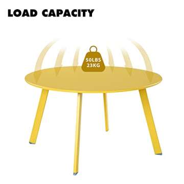 Grand patio Outdoor Side Table, 28-inch Powder Coated Steel Round Coffee Table for Porch, Deck, Balcony, Poolside, Yellow