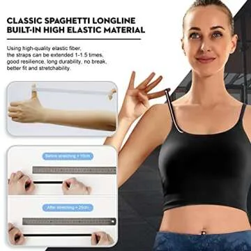 ECOPARTY Sports Bras for Women Quick-Dry Padded Wirefree Workout Crop Cute Tank Tops Camisole Yoga Fitness Running Gym Black