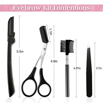 Eyebrow Kit Grooming Scissors Razor Kit 4 In 1 Stainless Steel Set Kit Eyebrow Scissors Eyebrow Brush Tweezers Eyebrow Trim Tool Set