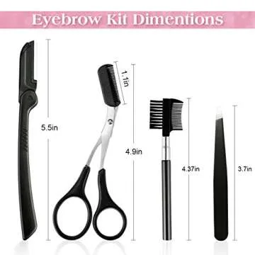 Eyebrow Kit Grooming Scissors Razor Kit 4 In 1 Stainless Steel Set Kit Eyebrow Scissors Eyebrow Brush Tweezers Eyebrow Trim Tool Set
