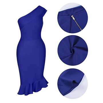 Maketina Womens One Shoulder Mermaid Bandage Dress 2025