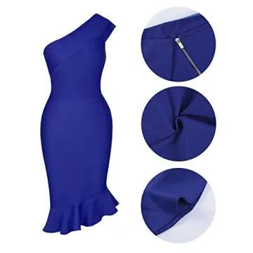 Maketina Womens One Shoulder Mermaid Bandage Dress 2025