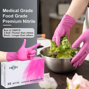 FINITEX Pink Nitrile Disposable Gloves - 3.5mil 100PCS Box Powder-Free