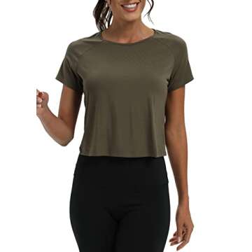 Mippo Short Sleeve Workout Tops for Women - Stylish Athleisure Crop Top