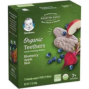 Gerber 2nd Foods Organic Teething Snacks - Blueberry Apple Beet, 12 Pack