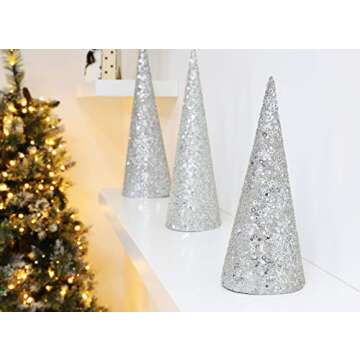 Christmas Concepts® Set of 3 Various Size Christmas Cone Trees Decorations with Sequins and Beads (...
