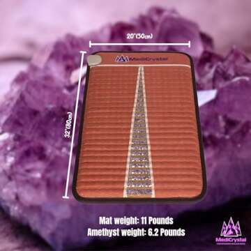 MediCrystal Infrared Heat Amethyst Mini Mat - 32"L x 20"W - Natural Crystals - Adjustable FIR Heatin...