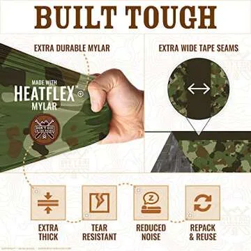 World's Toughest Ultralight Survival Tent • 2 Person Mylar Emergency Shelter Tube Tent + Paracord • Year-Round All Weather Protection for Hiking, Camping, & Outdoor Survival Kits (Camo)