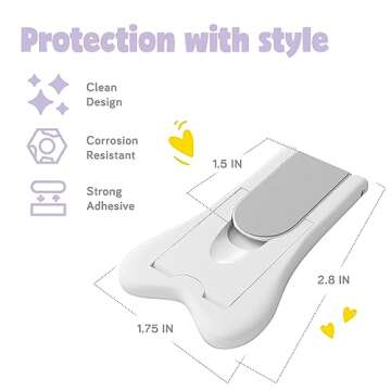 Child Safety Locks for Cabinets and Drawers, Sliding Door Lock, Easy-to-Install Cabinet Locks for Babies, Baby Cabinet Safety Latches, Set of 2, White - Ashtonbee (Pack of 2)