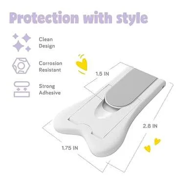 Child Safety Locks for Cabinets and Drawers, Sliding Door Lock, Easy-to-Install Cabinet Locks for Babies, Baby Cabinet Safety Latches, Set of 2, White - Ashtonbee (Pack of 2)