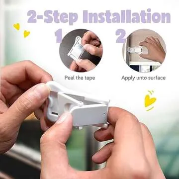 Child Safety Locks for Cabinets and Drawers, Sliding Door Lock, Easy-to-Install Cabinet Locks for Babies, Baby Cabinet Safety Latches, Set of 2, White - Ashtonbee (Pack of 2)
