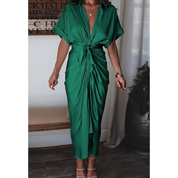 Elegant Satin Ruched Maxi Dress for Date Night