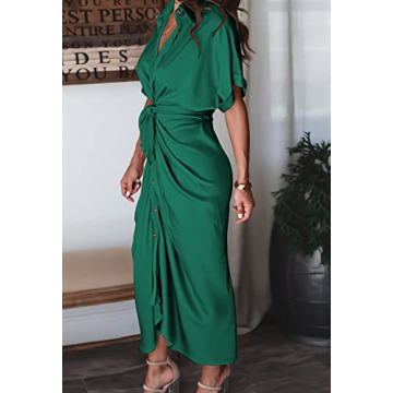Elegant Satin Ruched Maxi Dress for Date Night