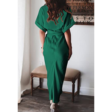 Elegant Satin Ruched Maxi Dress for Date Night