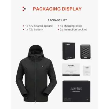DEWBU Heated Jacket for Men with 12V Battery Pack Winter Outdoor Soft Shell Electric Heating Coat, Men's Black, M
