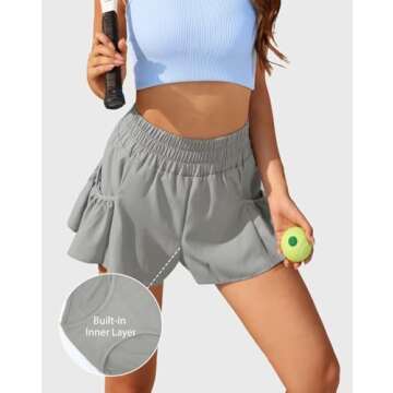 Vertvie Women High Waisted Flowy Shorts Athletic Running Shorts with Pockets Quick Dry Gym Workout S...
