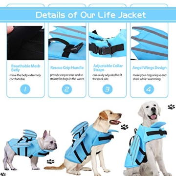 SUNFURA Dog Life Jacket - Reflective Pet Vest for Safety