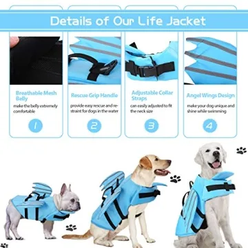 SUNFURA Dog Life Jacket - Reflective Pet Vest for Safety
