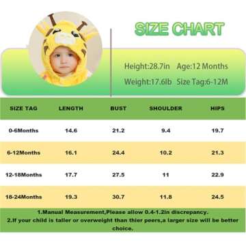 Unisex Baby Animals Hooded Romper for Newborn Christmas Halloween Outfits,Toddler Boy Girl Front Zip Sleeveless Cosplay Costume Giraffe Jumpsuit 18-24months