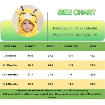 Cute Baby Animals Hooded Romper for Infants 0-24months
