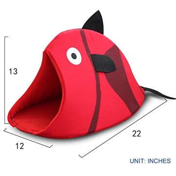 Petgrow Novelty Cat Bed House Decorative Fish Shaped Large Size, Cozy Comfy Pet Bed Cave for Cats Small Dogs,Kitten Puppy Cute Bed Cuddle,Red