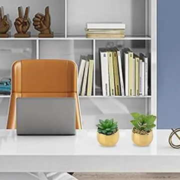 Briful Faux Succulents in Gold Pots - Stylish Home Décor