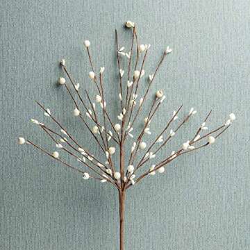 JINGHONG 6PCS Artificial Pip Berry Stems for Holiday Decor