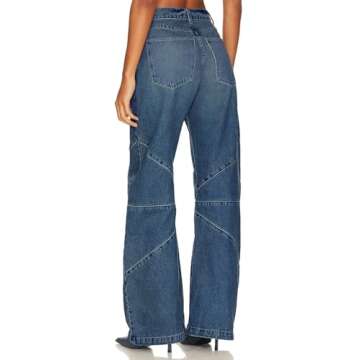 PLNOTME Womens High Waisted Barrel Jeans Casual Loose Boyfriend Wid Leg Denim Pants Blue