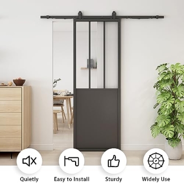 Modern French Glass Sliding Barn Door - Elegant Space-Saving Design