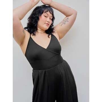 CIDER Plus Size Jumpsuits For Curvy Women V Neck Sleeveless Spaghettis Strap Wide Leg Overalls Casual Summer Outfits