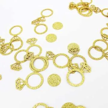 Gold Wedding Table Confetti, Bridal Shower Decorations Bride to Be Confetti Glittering Diamond Ring I Do Engagement Party Table Scatter, 100pcs