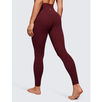 CRZ YOGA Womens Butterluxe High Waisted Yoga Leggings 28" - Double Seamed Buttery Soft Comfy Athletic Gym Workout Pants Red Merlot Small