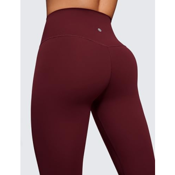 CRZ YOGA Womens Butterluxe High Waisted Yoga Leggings 28" - Double Seamed Buttery Soft Comfy Athletic Gym Workout Pants Red Merlot Small