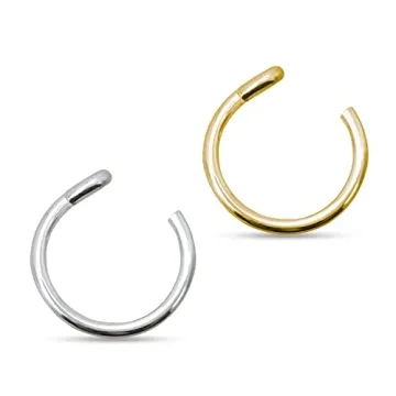 Fake Clip On Nose Rings - 20g Set of 2 Styles