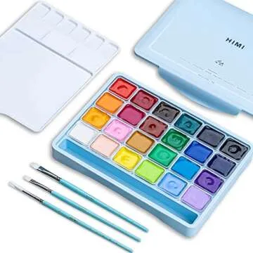 HIMI Gouache Paint Set - 24 Colors, Non Toxic & Vibrant
