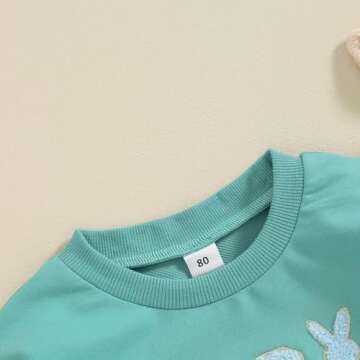 YINGISFITM Toddler Baby Girl Boy Easter Outfit Bunny Shirt Embroidery Long Sleeve Crewneck Sweatshirt Sweater Blouse Top (egg stra green,4-5 Years)