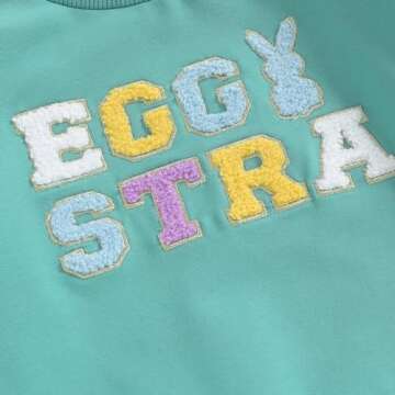 YINGISFITM Toddler Baby Girl Boy Easter Outfit Bunny Shirt Embroidery Long Sleeve Crewneck Sweatshirt Sweater Blouse Top (egg stra green,4-5 Years)