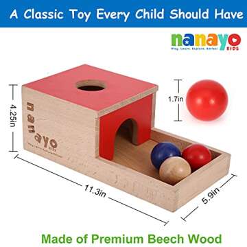 nanayo 4-for-1 Play Kit Includes Object Permanence Box, Montessori Coin Carrot Harvest Game, Matchstick Color Drop Game – Toys for Babies 6-12 Months, 1 Year, 2 Year and 3