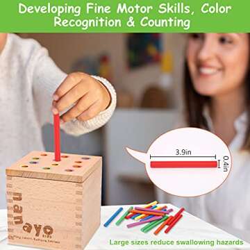 nanayo 4-for-1 Play Kit Includes Object Permanence Box, Montessori Coin Carrot Harvest Game, Matchstick Color Drop Game – Toys for Babies 6-12 Months, 1 Year, 2 Year and 3