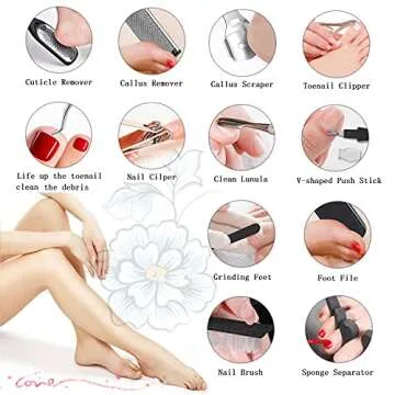 Professional Pedicure Kit, 26 in 1 Stainless Steel Foot Care Tools With Foot File and Callus Remover...