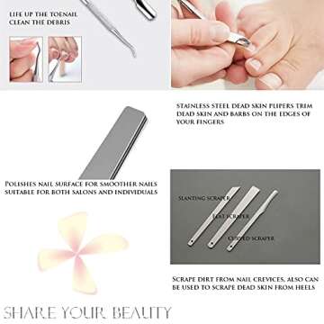 Professional Pedicure Kit, 26 in 1 Stainless Steel Foot Care Tools With Foot File and Callus Remover for Men Women Travel