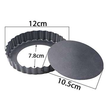 Hslife 6 Pack Quiche Pans, Non stick Removable Bottom Fluted Sides Mini Tart Pans, 5 Inch