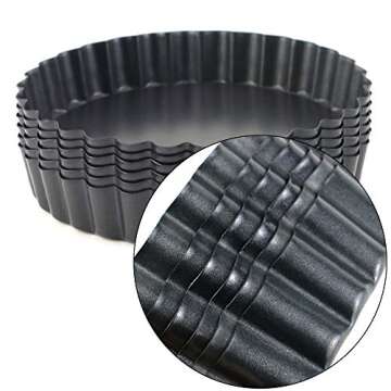 Hslife 6 Pack Quiche Pans, Non stick Removable Bottom Fluted Sides Mini Tart Pans, 5 Inch